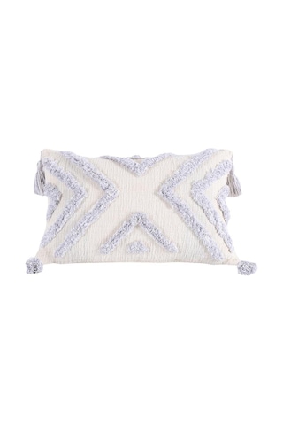 Homyl Boho Kırlent Örtüsü Pamuklu Dokuma Püsküllü Yastık Kılıfı Gri