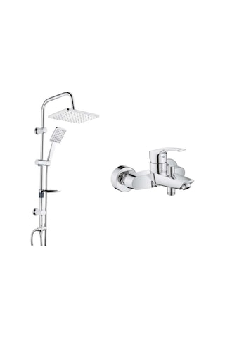 Grohe Eurosmart Tek Kumandalı Banyo Bataryası 33300003 Ve Tema 53242 Carismo Tepe Duş Seti Krom