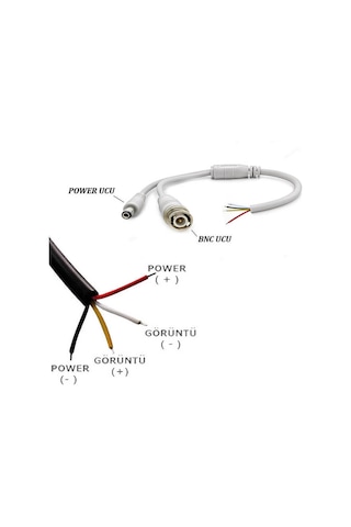 Hazır Kablolu Bnc Konnektör Dc Power Jack Cctv Y Kablo - 5 Adet