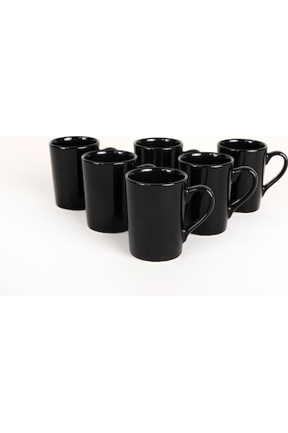 Keramika Siyah Zen Kupa 8 Cm 6 Adet