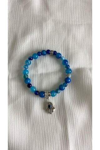 Özel Tasarım Mavi Akik Bileklik Mavi