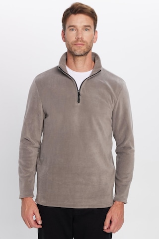 Tudors Unisex Standart Fit Anti-pilling Tüylenme Yapmayan Soğuk Geçirmez Gri Bato Yaka Polar Sweatshirt-30142 Gri