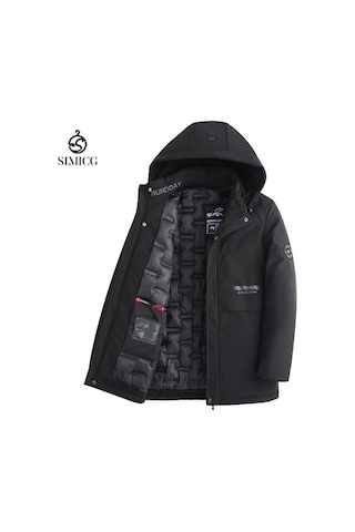 Erkekler İçin Kışlık Kalınlaştırılmış Sıcak Pamuklu Dolgulu Ceket, Günlük Çıkarılabilir Kapüşonlu Pamuklu Dolgulu Ceket Siyah