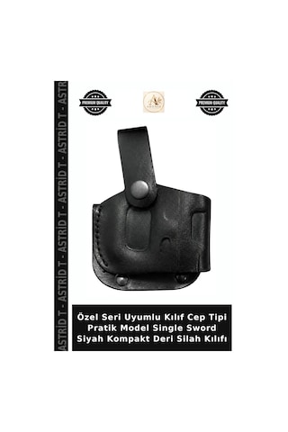 Özel Seri Uyumlu Kılıf Cep Tipi Pratik Model Single Sword Siyah Kompakt Deri Kılıfı