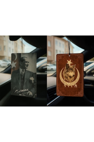 Atatürk Ve Göktürk Türk Kurt - İkili Oto Kokusu - Dekoratif Araç Kokusu Ve Aksesuarı