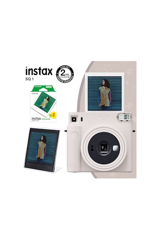 Instax SQ1 Beyaz Fotoğraf Makinesi + 20 ’li Kare Film + Pleksi Çerçeve