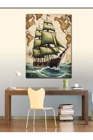 Kanvas Tablo Rüzgarlı Yelkenli Gemi 50cmx70cm