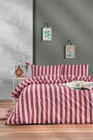 Ranforce Bordo Çift Kişilik Nevresim Takımı Renkli