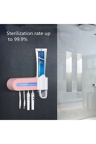 Sones Akıllı Diş Fırçası Sterilizatörü Uv Sterilizasyon Elektrikli Duvara Monte Diş Fırçalama Bardak Rafı Pembe Diğer
