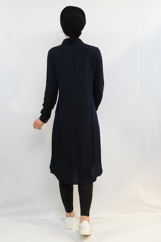 İbrahim Burak Etiler Collection Moda Çizgi Tunik Gömlek Lacivert