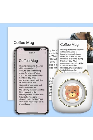 Skycity C23 Beyaz Bluetooth Isı Etiket Yazıcı - Fotoğraf, Not, Defter İçin 57mm 203dpi, 1200mah Batarya Ve 1 Adet Isı Kağıdı İle