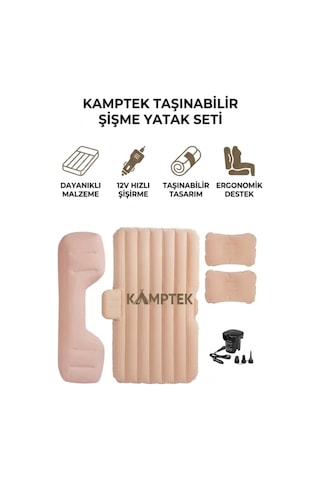 Taşınabilir Araç Arkası Şişme Yatak Seti - 12v Pompa Desteği Araba Yatağı Otomobil Arkası Şişme Seyahat Yatağı