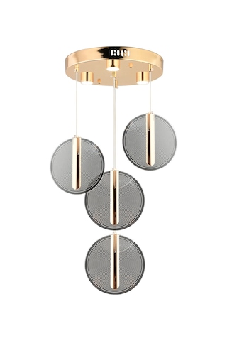 Dustin 4'lü Yuvarlak 3 Renk 52 Watt Gold Kristal Ledli Modern Oturma Odası Salon Sarkıt Avize Diğer