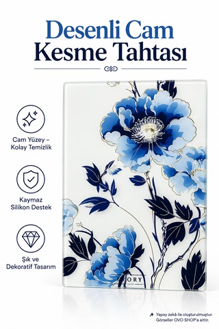Cam Kesim Panosu Çiçek Desenli 25 35 Çok Renkli