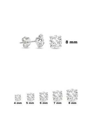 925 Ayar Gümüş Kadın Zirkon Taşlı 8 Mm Tektaş Küpe St420 Beyaz 44750234
