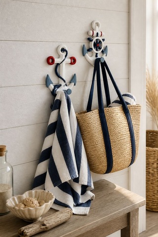 Baroqo Marin Temalı Dekoratif Duvar Askılığı - 2'li Set 16x22 Cm