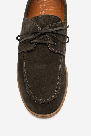 Marcomen Erkek Bağcıklı Düz Taban Loafer Ayakkabı Gerçek Deri Mc 21381 Haki