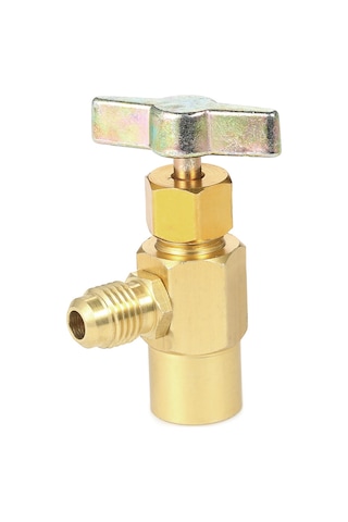 Vkemall Alüminyum R134a Soğutucu Şişe Açıcı, 1/2" Acme, Gaz Salma Valfi, Otomobil Klima Ürünü Altın