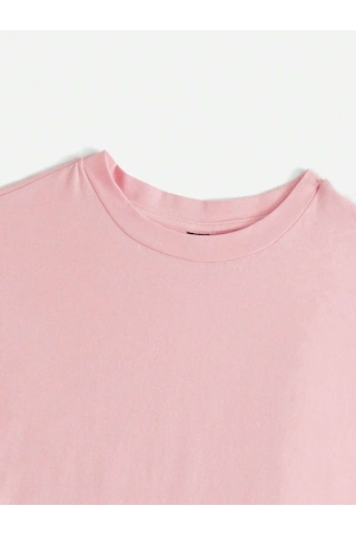 Noıssey Karikatür Ve Grafik Tasarım Oversize T-shirt Cartoon/letter Serisi Kod184 Pembe