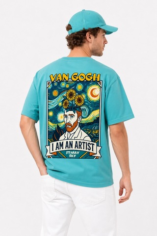 Bayloranzzo Van Gogh I Am Art %100 Pamuk Heavy Cotton Premium Kalite Unisex Tişört Su Yeşili