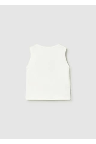 Erkek Bebek Kolsuz T-shirt Ekru