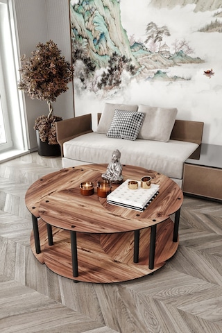 Yin Yang Unıty Serenıty Orta Sehpa 4 Lü Madran Ceviz-90 Cm Ceviz