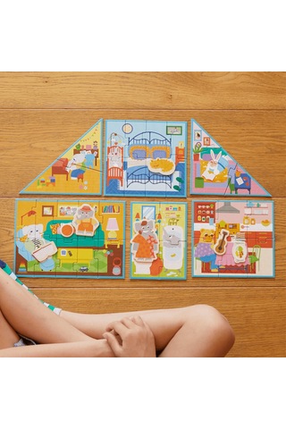 Moritoys My Dream House - 6in1 Puzzle 2-3-4-6-8-10 Parça Yapboz İle Hayalindeki Evi İnşa Et