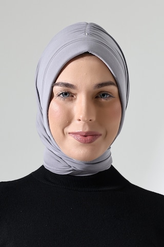 Üç Farklı Bağlamalı Tesettür Hazır Pratik Şal Gri Gri