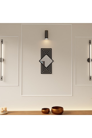 Dekoratif Minimal Ayna Pleksili Ahşap Duvar Süsü