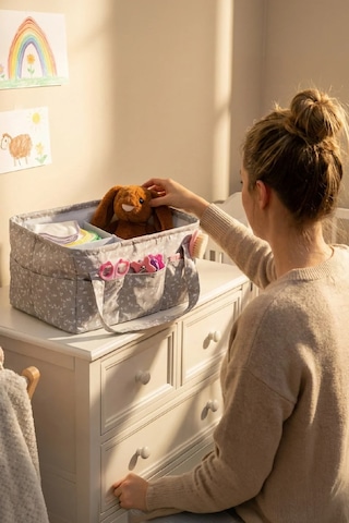 Babyjem - Katlamalı Anne&bebek Organizer Gri Çiçek