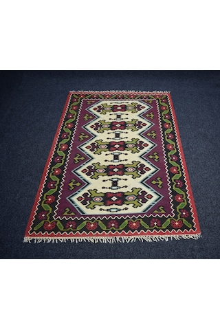 Zehra Abla Halı Antika El Dokuma Şaheser Makedonya Manastır Yün Kilim 7113 Çok Renkli