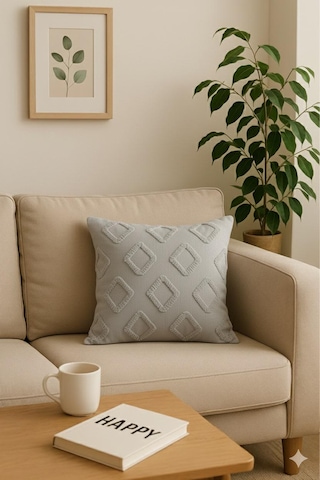 Kırlent Kılıfı 43x43 Cm Çift Taraflı, Fermuarlı, Lüks Şönil Kumaş Koltuk Örtüsü İle Uyumlu 1 Adet Gri