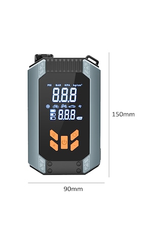 Reedark 12v Araç Acil Başlatma Ve Hava Pompa 2'li Cihazı - Kablosuz Sayısal Göstergeli, Led Işık, Usb Şarj Portlu, 150psı Maksimum Basınç