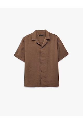 Koton Regular Fit Kısa Kollu Düğmeli Devrik Yaka Modal Gömlek Kahverengi 6sam60149hw Kahve