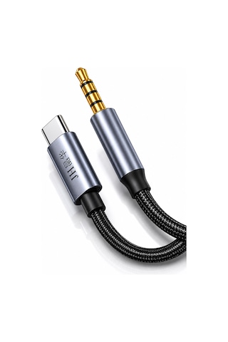 Type-c - 3.5mm Aux Ses Kablosu 1 Metre, Dac Çipli Dijital Audio Dönüştürücü, Telefon Araç Hoparlör Uyumlu, 90db Parazitsiz, Metal Gövde, Kalın Naylon Örgü A557c