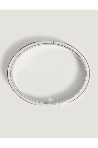 Montblanc Çelik M Logolu Mastik Deri Bileklik 133127 Kahverengi