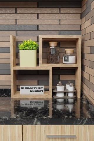 Tezgah Üstü Ayarlı Modüler Puzzle Baharatlık Rafı Atlantik Çam