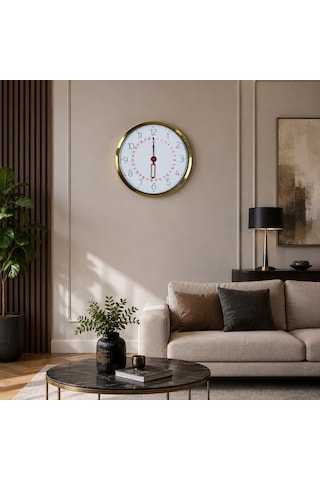 Gold Takvimli 40 X 40 Cm Metal Duvar Saati