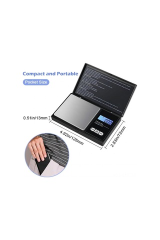 Hangfox 0.01g Hassasiyetli 500g Mini Cüzdan Terazi - Lcd Ekranlı, Çelik Platform, 7 Ölçüm Birimi, Mutfak Ve Mücevher Terazisi Siyah Diğer