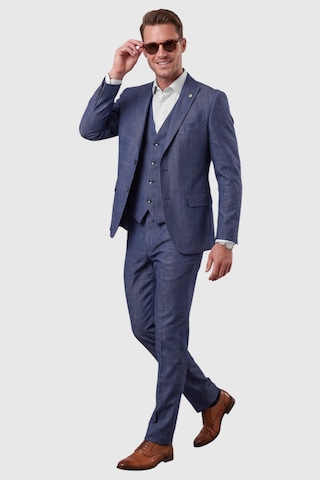 Rizzup Lacivert 3 Parça Slim Fit Yelekli Erkek Takım Elbise Çift Yırtmaçlı Modern Kesim 2601631