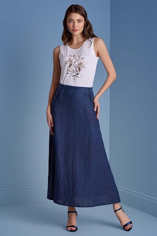 Çan Mavi Keten Etek Mavi