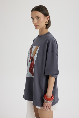 Mai Studıos Mai Studios Co. Theory Oversize Füme T-shirt Füme