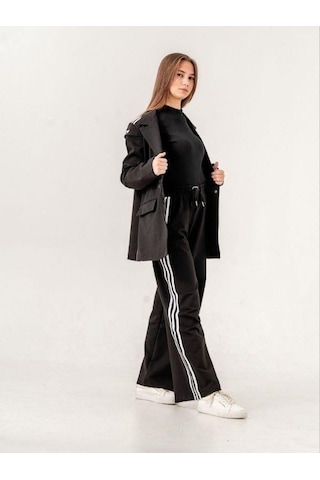 Kız Çocuk Pamuklu Astarlı Pantolon Ceket Tasarım Takım-14221 Siyah