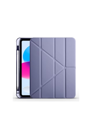 Apple Uyumlu iPad, 10.9 2022 10.nesil Kılıf Tri Folding Kalem Bölmeli Standlı Kılıf