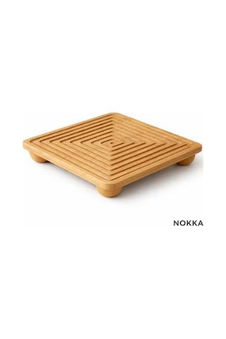 Bambu Dekoratif Top Ayaklı Kare Sunum Tabağı 28 X 28 Cm Renksiz