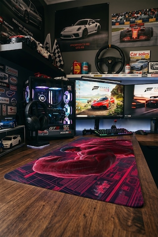 Kırmızı Hulk Süper Kahraman 40x90 Cm Oyuncu Mousepad Kaymaz Taban Büyük Boy Mousepad Siyah