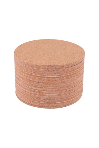 Mantar Bardak Altlıkları, Mantar Paspaslar Mantar Destek Levhaları 60 Adet, Yuvarlak Ahşap