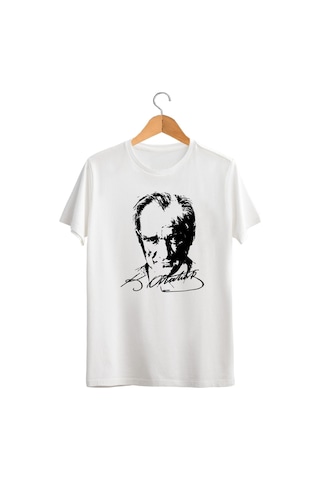Atatürk Baskılı Tişört Atatürk T-shirt Beyaz