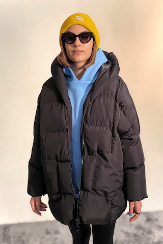 Nombre D'or1 Kadın Siyah Kapüşonlu Oversize Şişme Mont Siyah Siyah