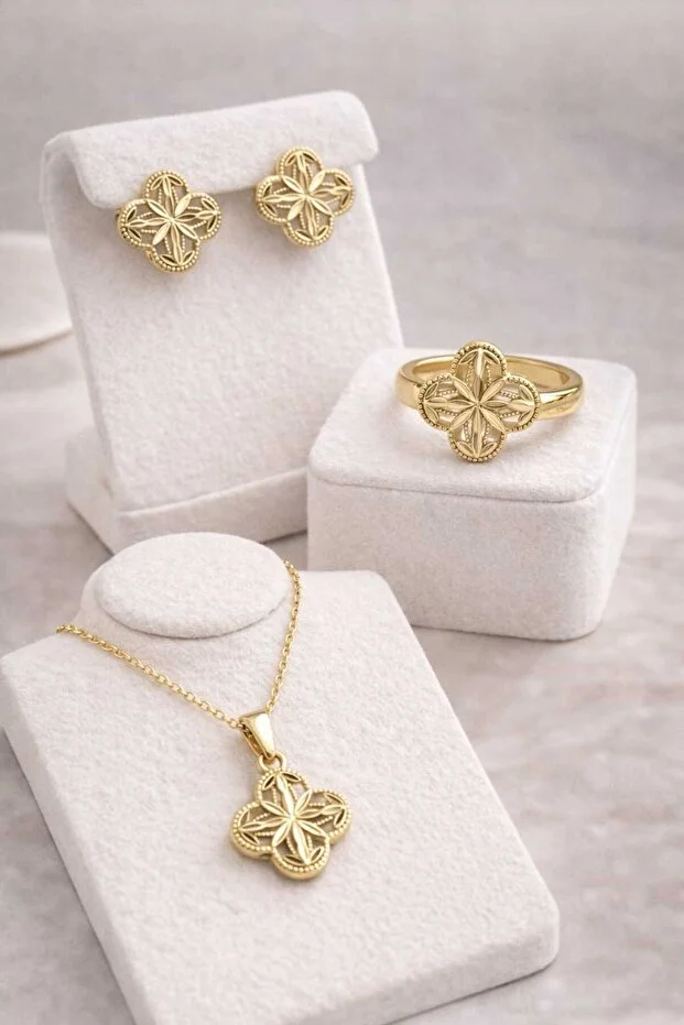Banum Luxury Lüx Tasarım Çelik 3lu Set 03 - Altın